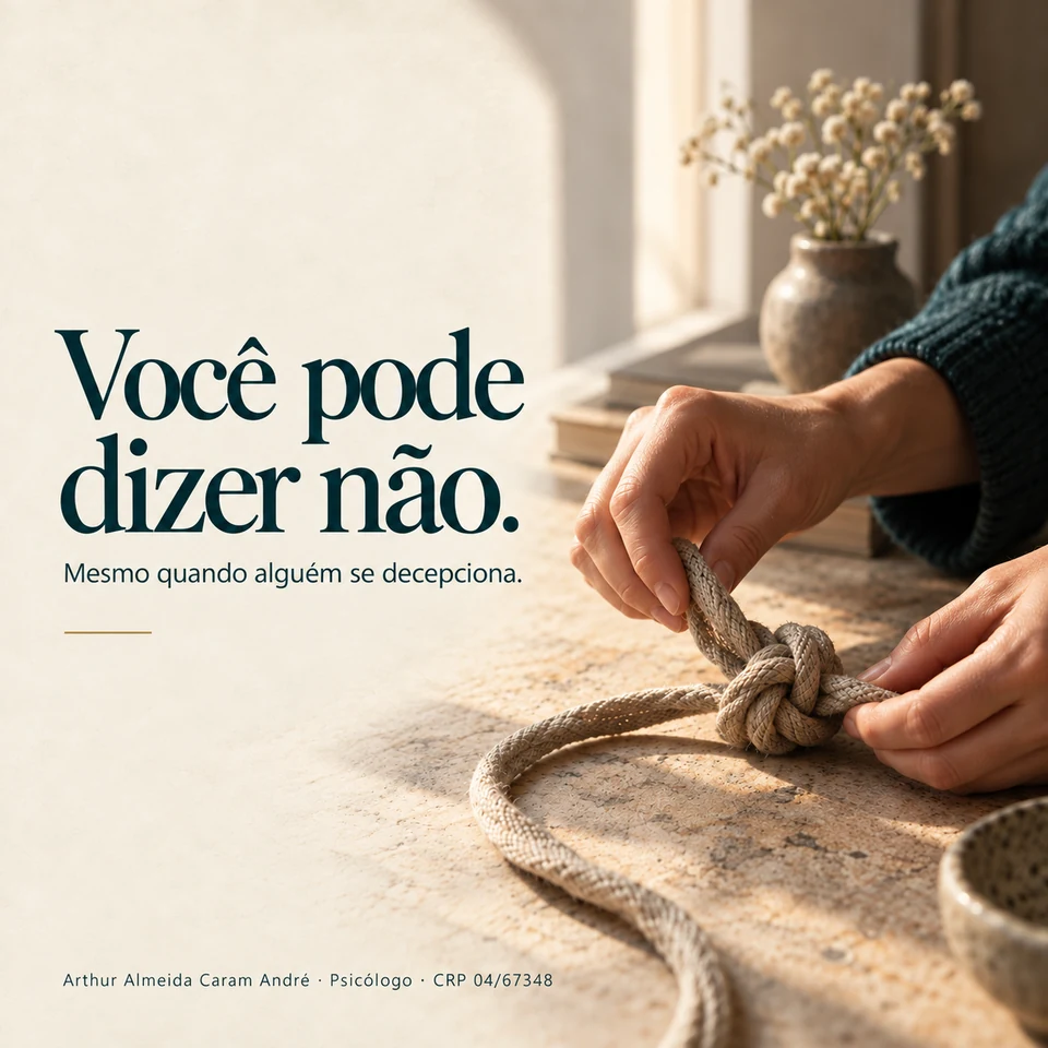 Arte original: mãos desfazendo um nó, para a leitura Você pode dizer não.
