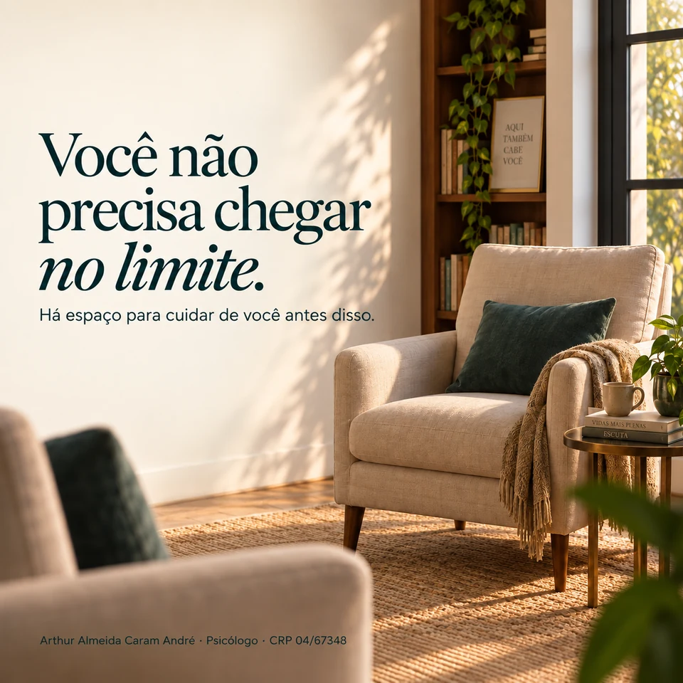 Arte original de uma poltrona iluminada pelo sol, para a leitura Você não precisa chegar no limite.