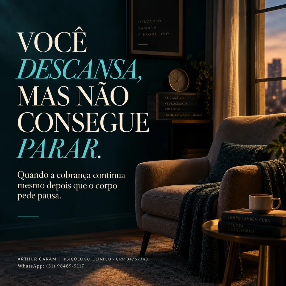 Arte original: Você descansa, mas não consegue parar.