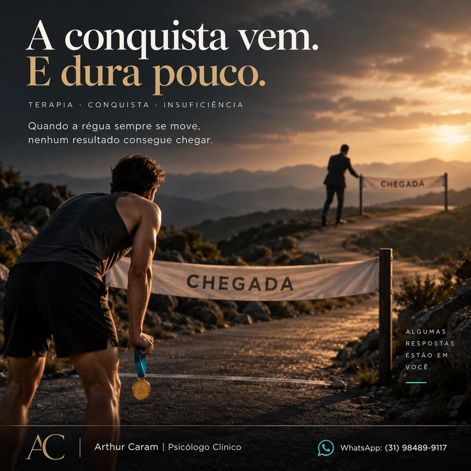 Arte original do post: A conquista vem. E dura pouco.
