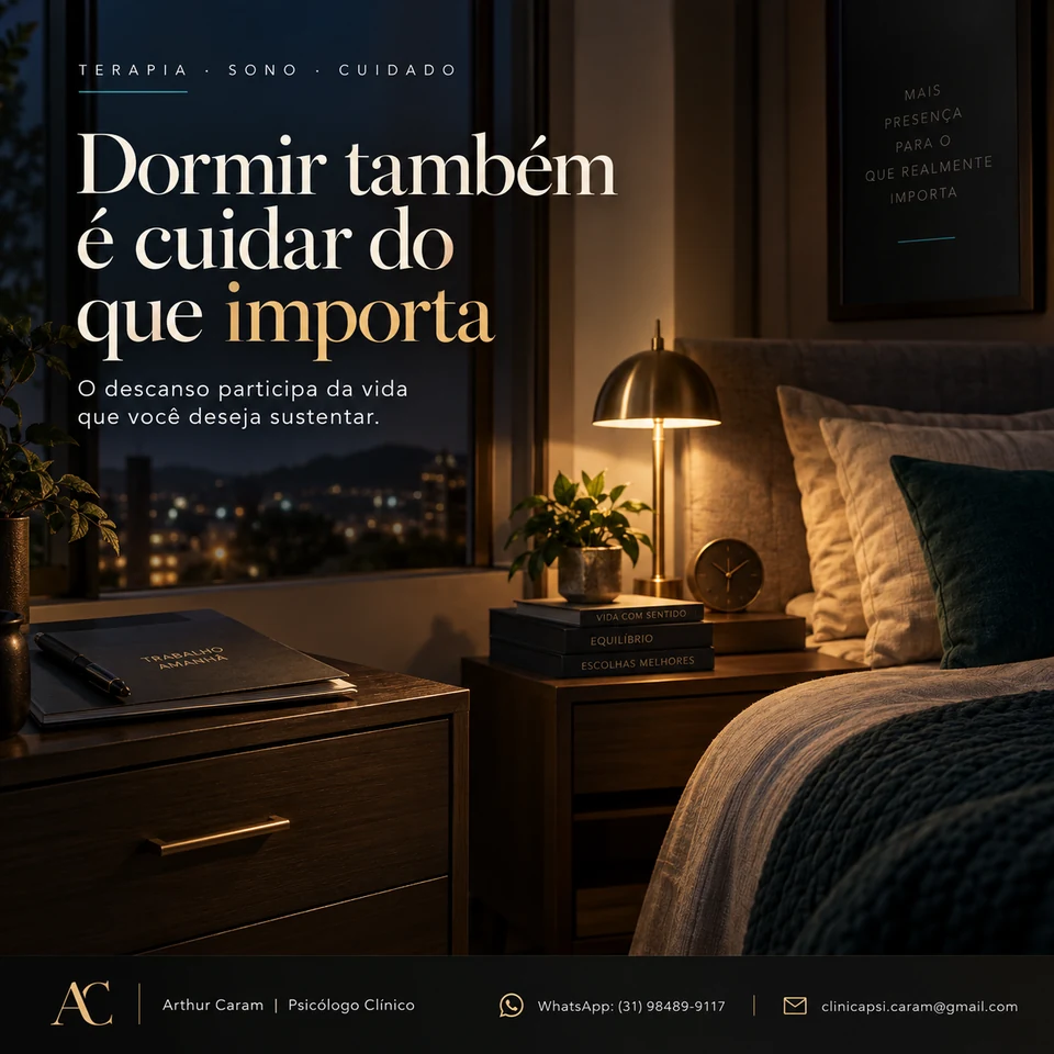 Arte original do post: Dormir também é cuidar do que importa