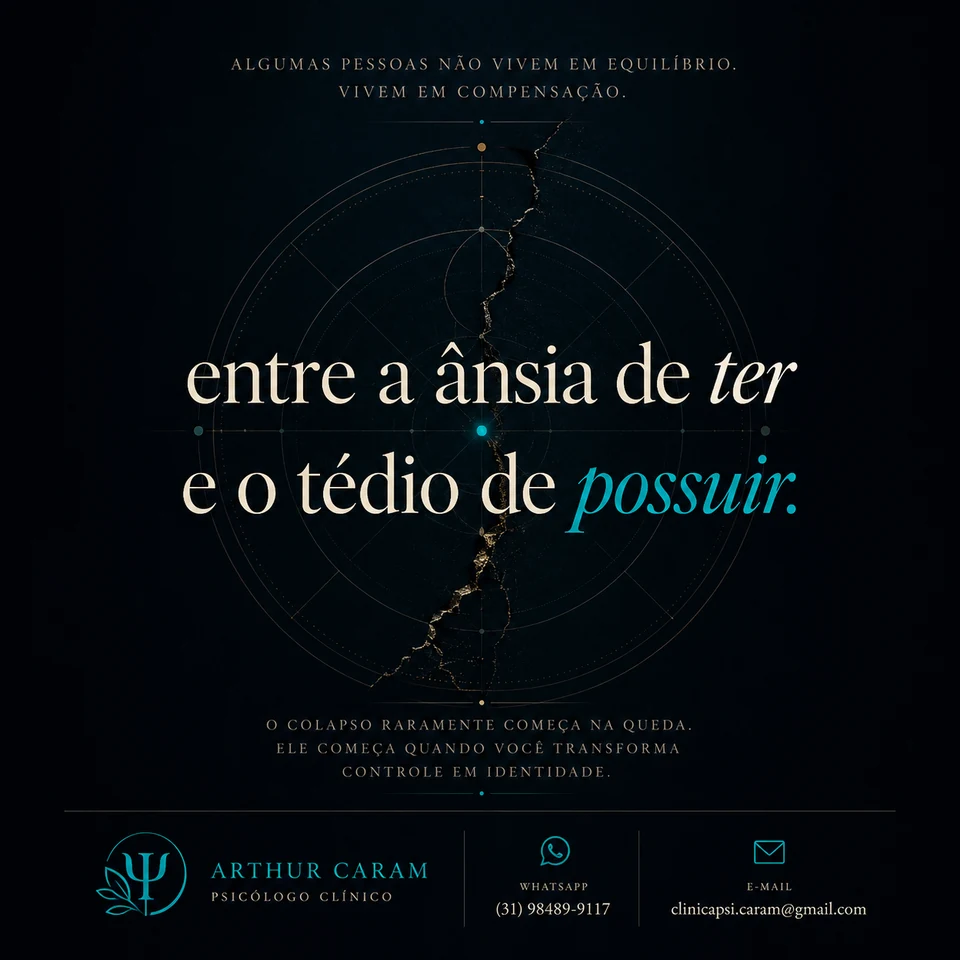 Arte original do post: Entre a ânsia de ter e o tédio de possuir.