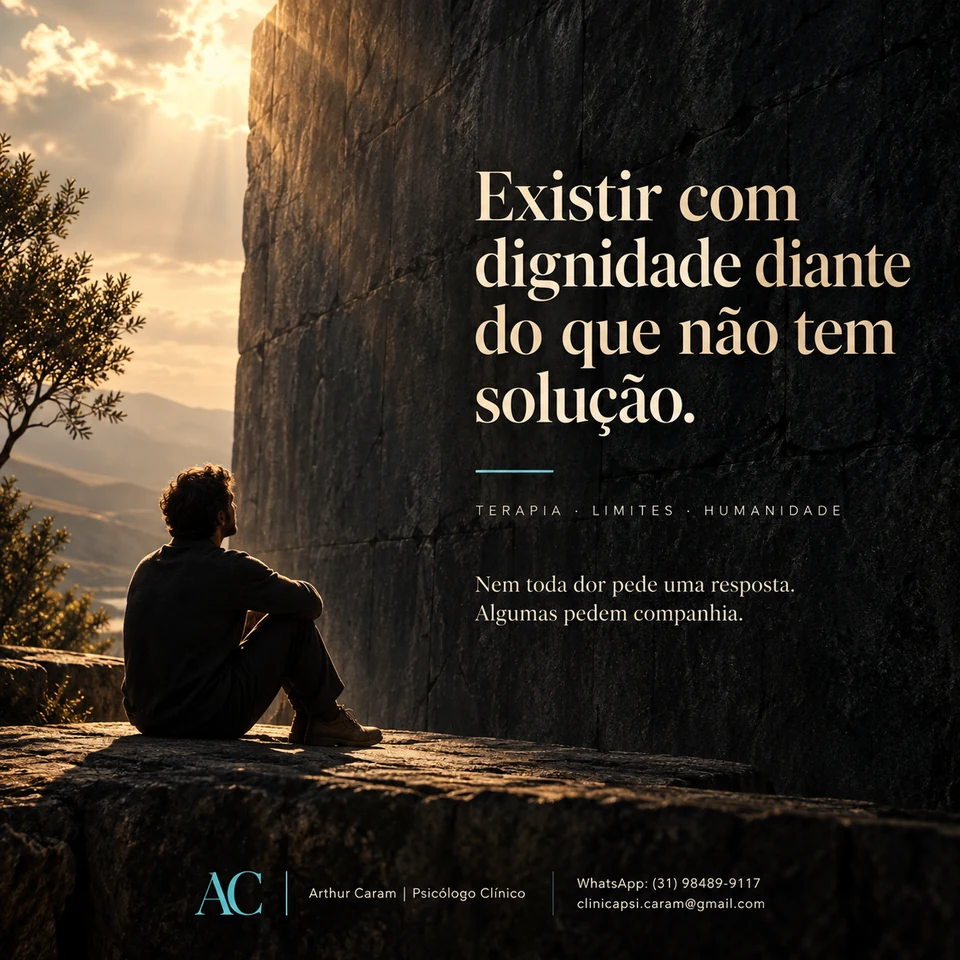 Arte original do post: Existir com dignidade diante do que não tem solução.