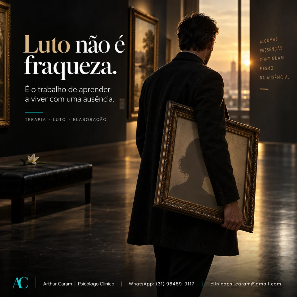 Arte original do post: Luto não é fraqueza.