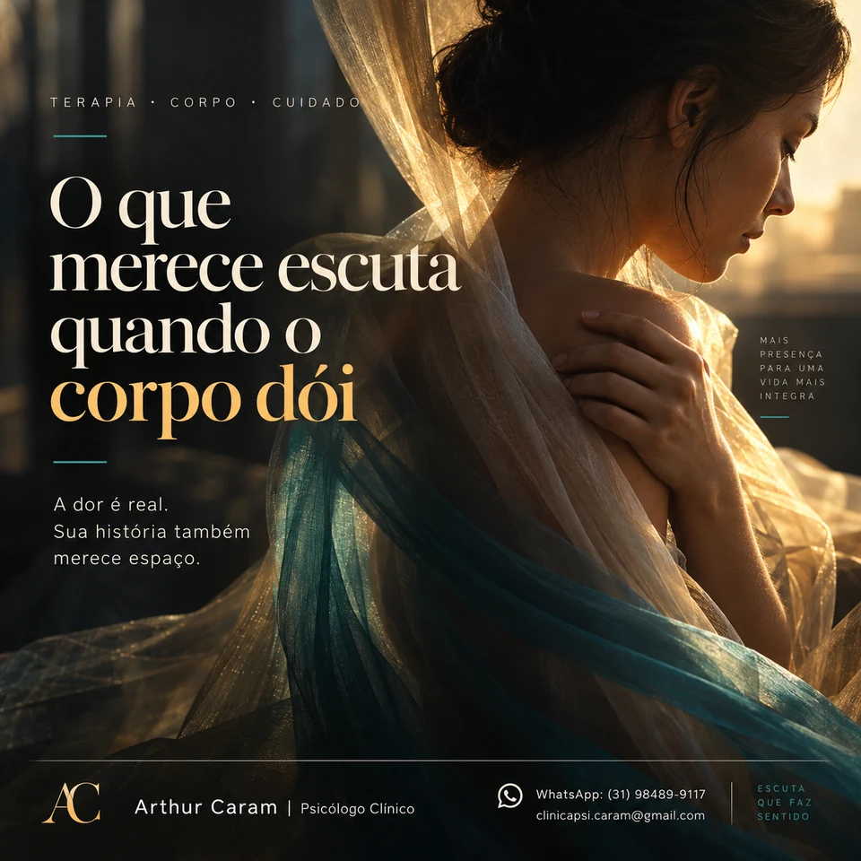 Arte original do post: O que merece escuta quando o corpo dói