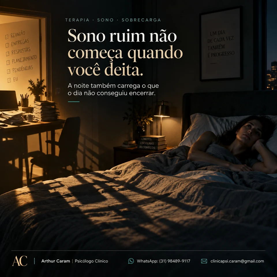 Arte original do post: Sono ruim não começa quando você deita.