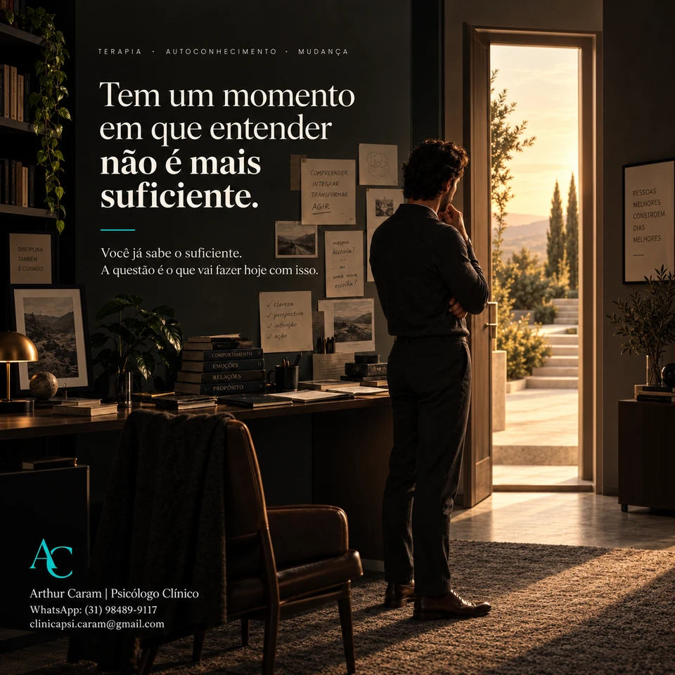 Arte original do post: Tem um momento em que entender não é mais suficiente.