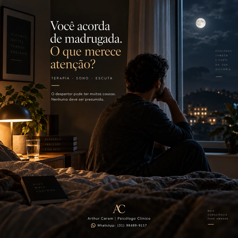 Arte original do post: Você acorda de madrugada. O que merece atenção?